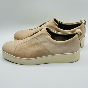 TOMS Platform Sneaker Ortholite Warm Amber Macadamia Suede Leather Slip On SZ 12